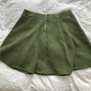 H&M Olive Green Textured A-Line Mini Skirt